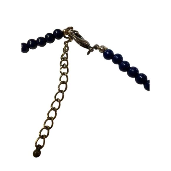 Vintage Beaded Necklace Navy Blue Old Money Classic Sing Stand Bass Color Clasp - Picture 4 of 7